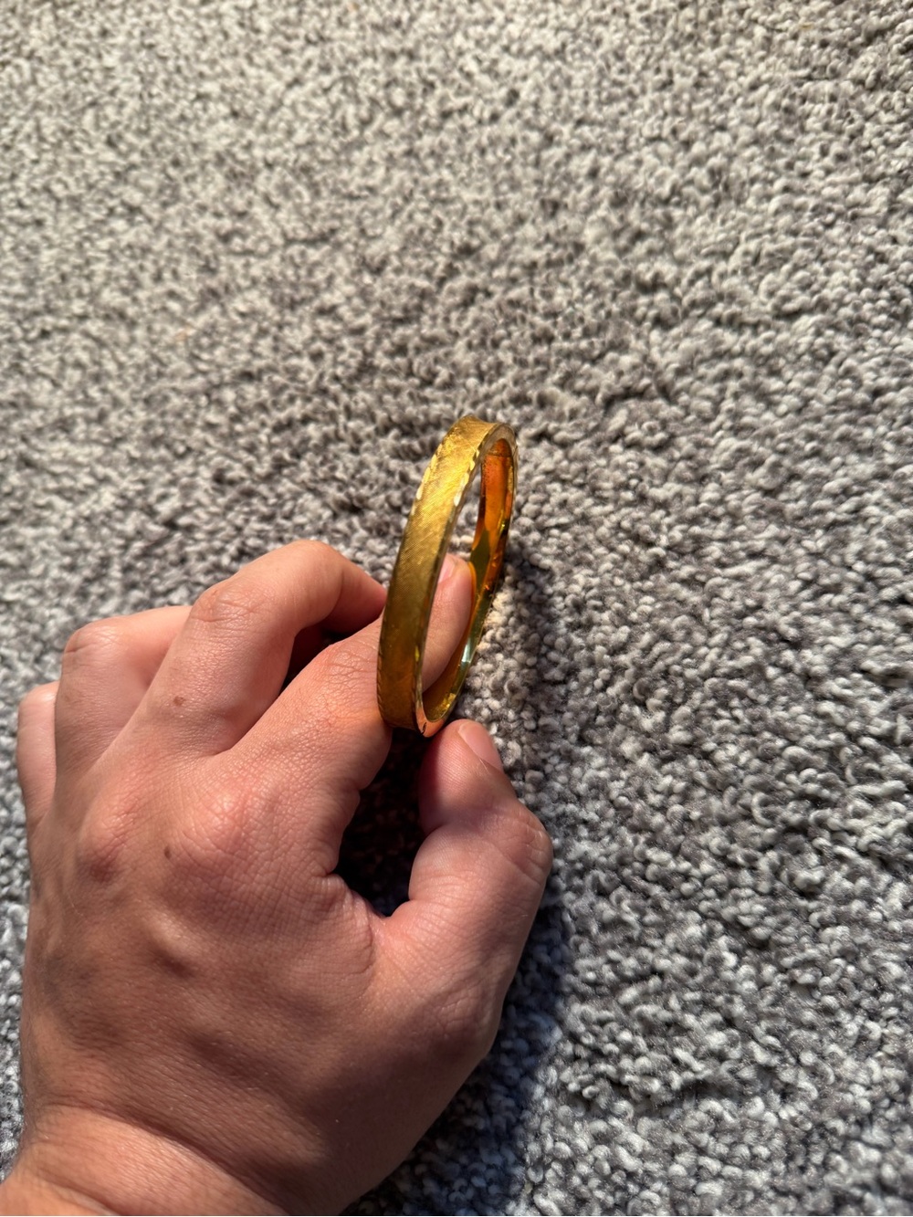 Vintage mid-century Gold Tone Textured Bangle Bracelet